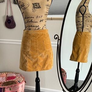 Women's Golden Yellow Velvety Corduroy Skirt